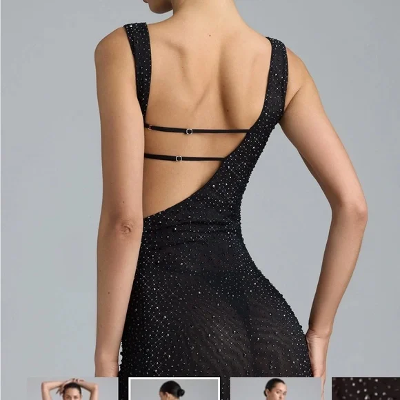 Oh Polly Cleo Black Rhinestone Embellished Dress - Picture 2 of 5